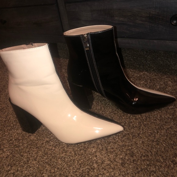 half white half black boots